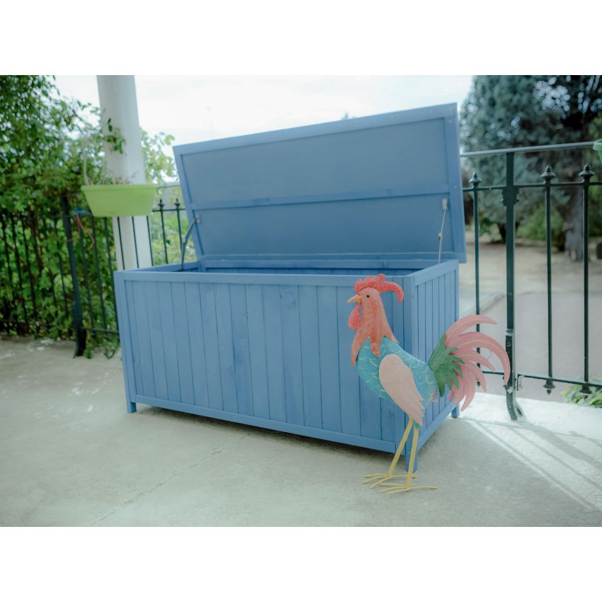 Coffre de rangement lasuré couleur bleue / dim. 127x55xH60 cm / 0,70 m2 