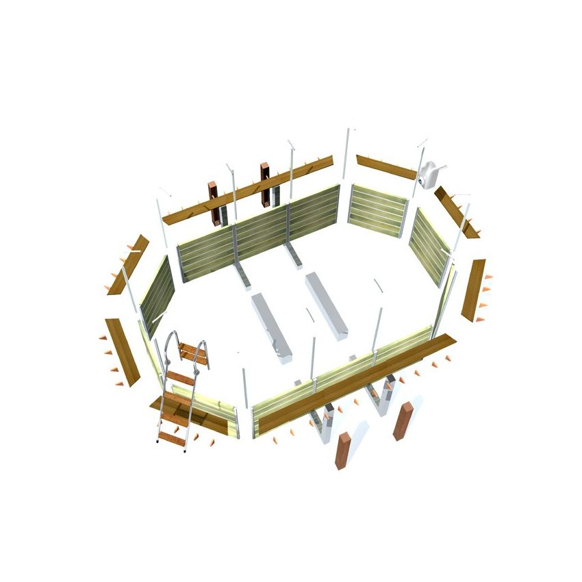 Piscine bois Octogonale Allongée CALAYAN  890x420x129cm Liner Bleu