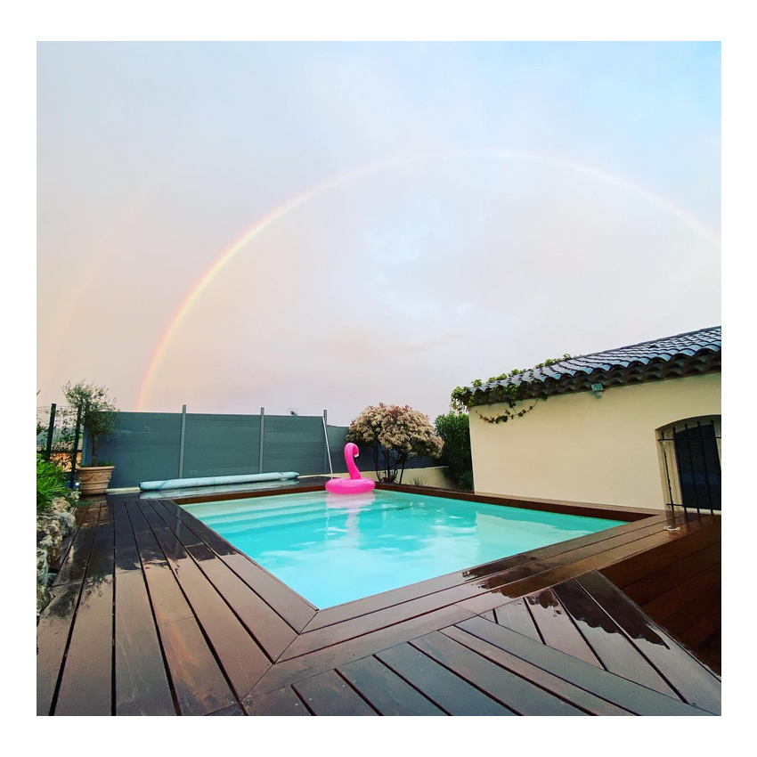 Piscine Bois Luxe Rectangulaire avec Plage immergée + escalier 420x320x131cm