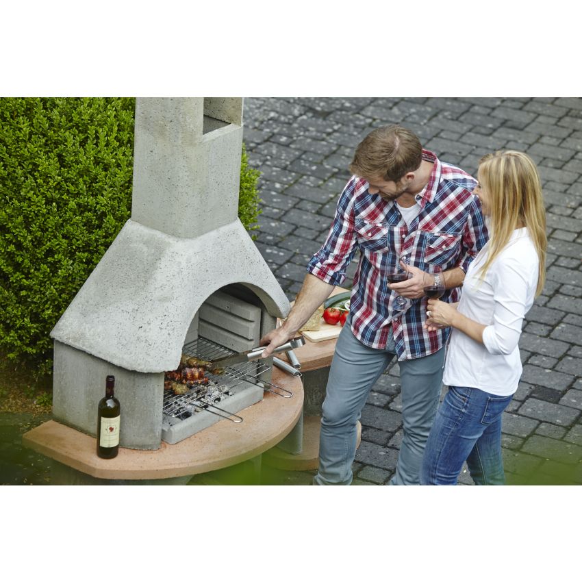 Barbecue Béton CARMEN avec Table de Travail 180x65x203cm