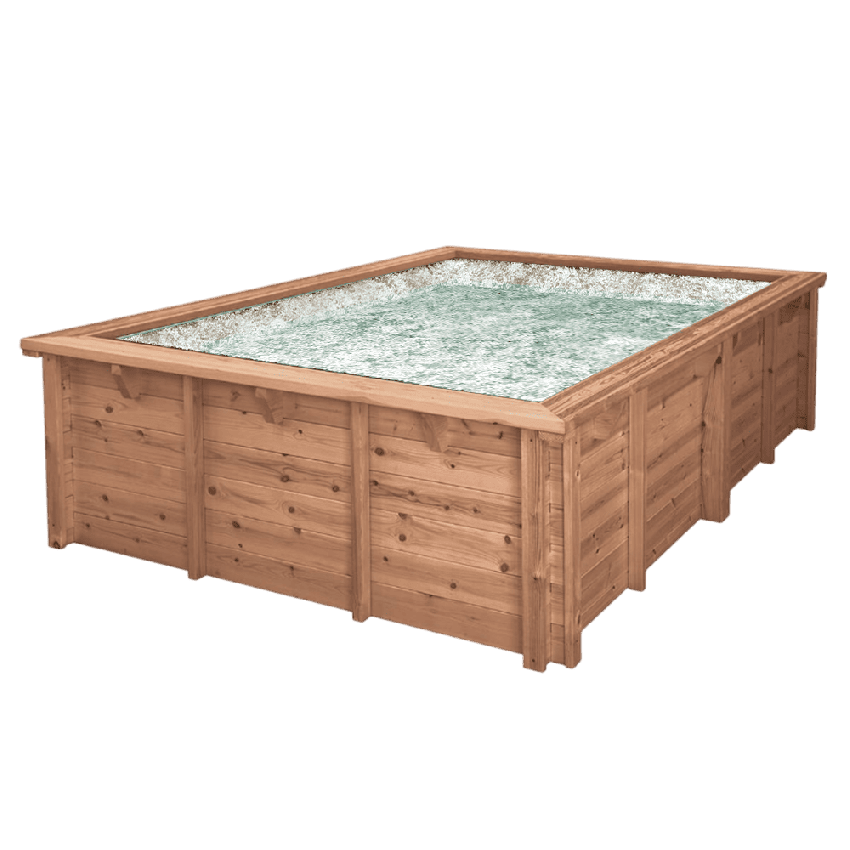 Piscine Bois PRESTIGE Capri Carrée SPARK 420x420x145cm Liner Relief 3D