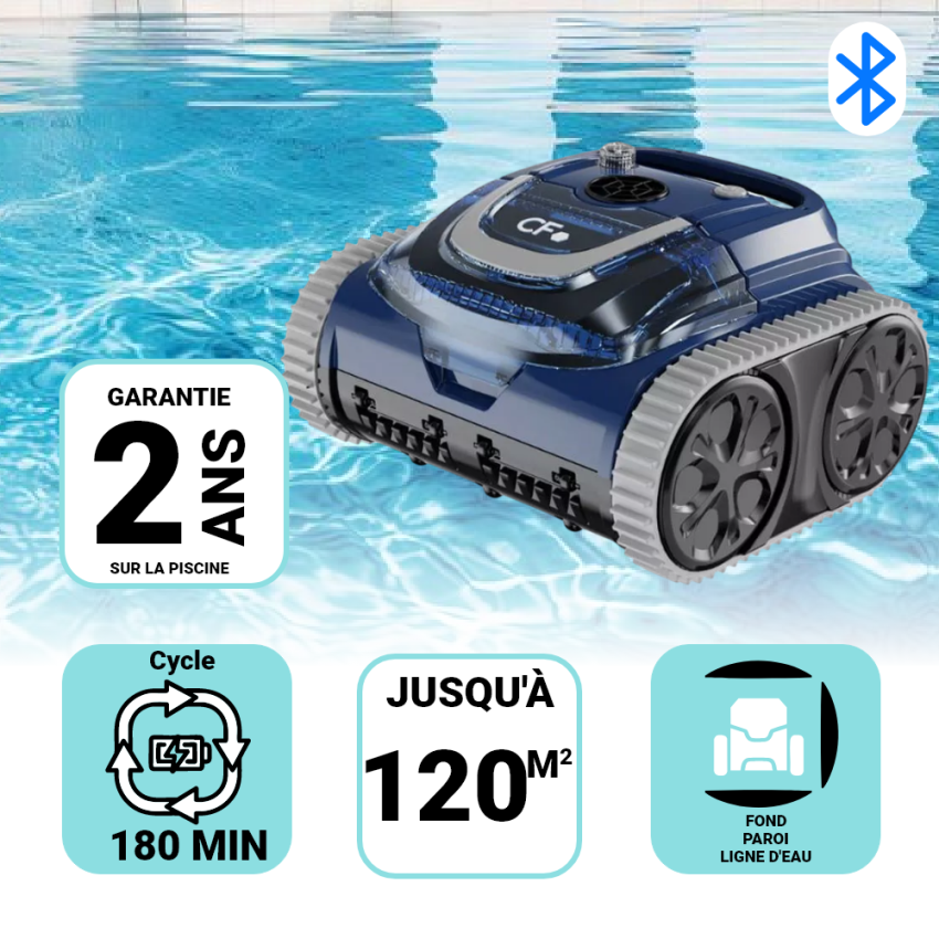 Robot piscine Fond Paroi Ligne d'eau ORCA 400 Sans Fil Connecté