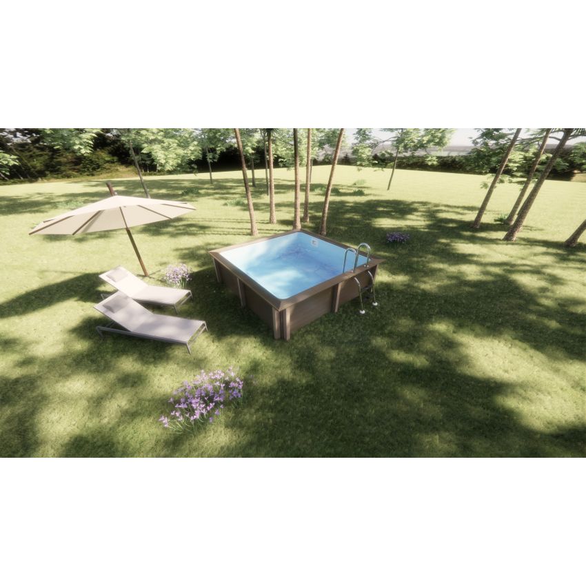 Kit Piscine Béton Aspect Bois Carré 324x324x143cm