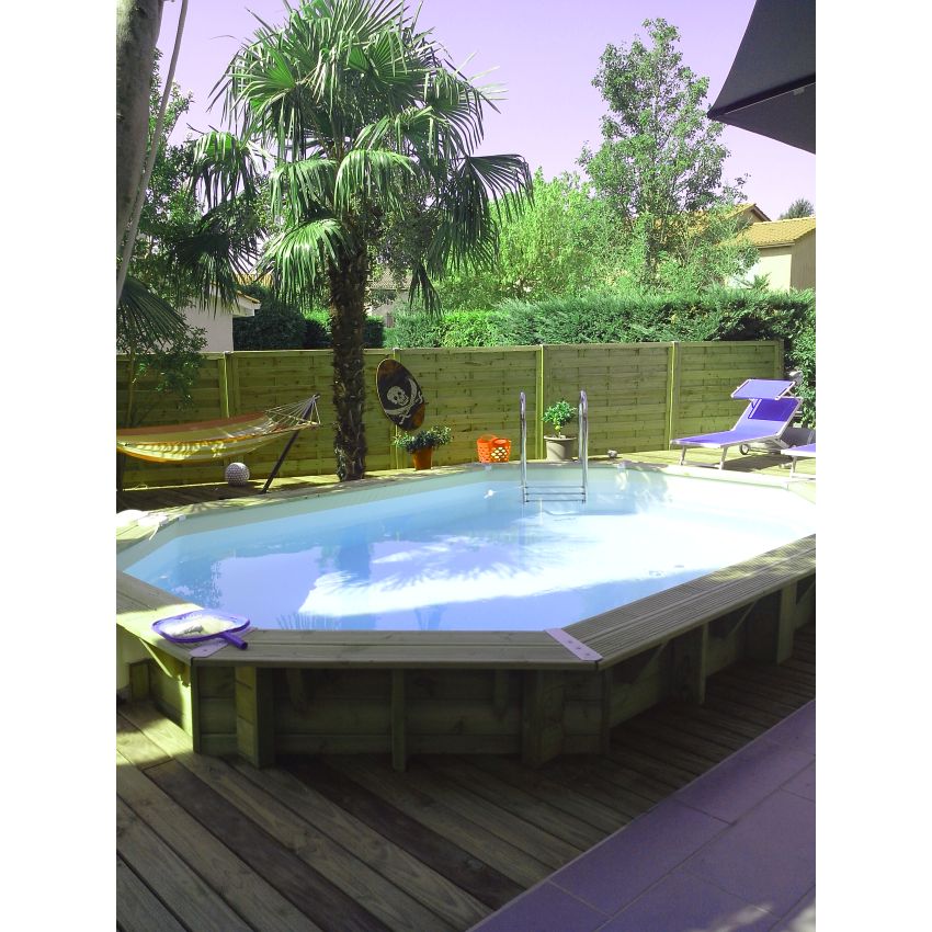 Piscine bois Allongée UBBINK 640x400x130cm Liner Bleu