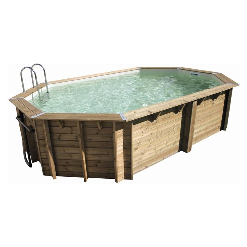 Piscine bois Allongée UBBINK 640x400x130cm Liner Beige 