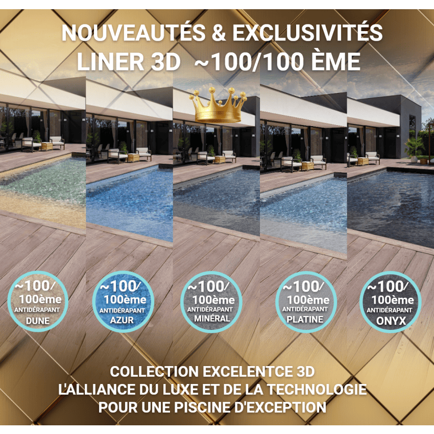 Piscine bois UBBINK PREMIUM avec Plage immergée + Escalier 555x300x140cm Liner Relief 3D