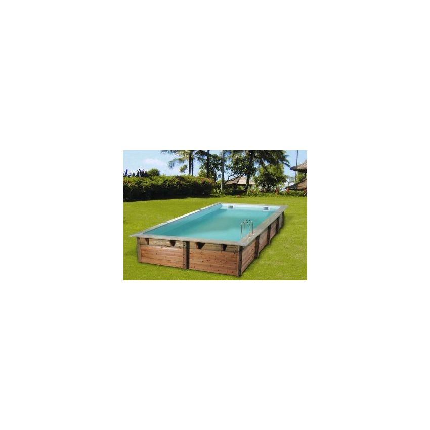 Liner Bleu 75/100 eme pour Piscine Bois Rectangulaire 420x320x131 cm Coloris Gris avec angle a droite