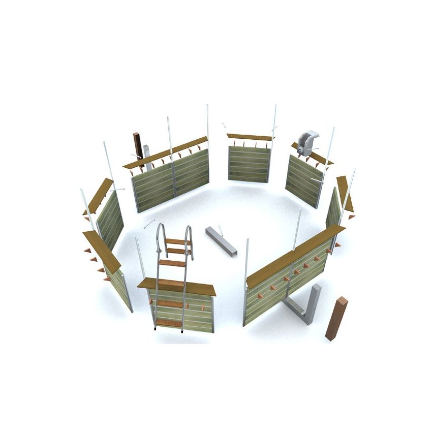 Piscine bois Octogonale Allongée LUCON 590x420x111cm Liner bleu