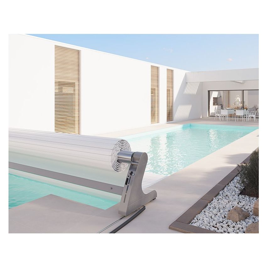 Volet roulant Hors sol électrique sur rail MARQUISE pour piscine octogonale allongée 415x265 cm