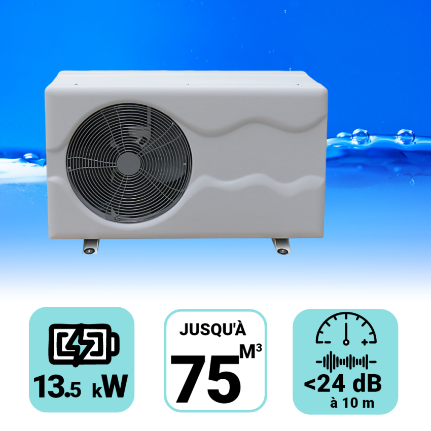 Pompe à chaleur Spark Inverter 13.5 kW pour piscine de 65-75m3 + Bâche de protection