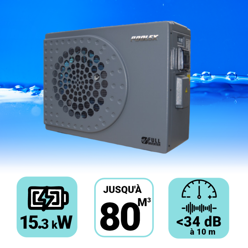 Pompe à chaleur Poolex Jetline 15.3 kW pour piscine de 65-80m3