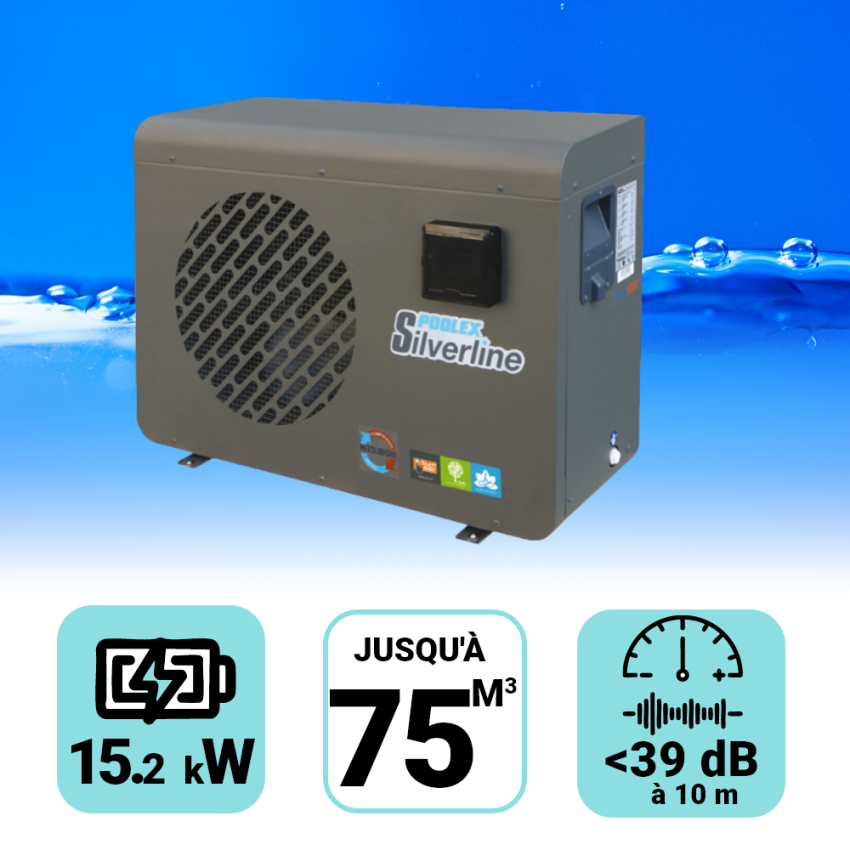 Pompe à chaleur Poolex Silverline 15.2 kW pour piscine de 65-75m3