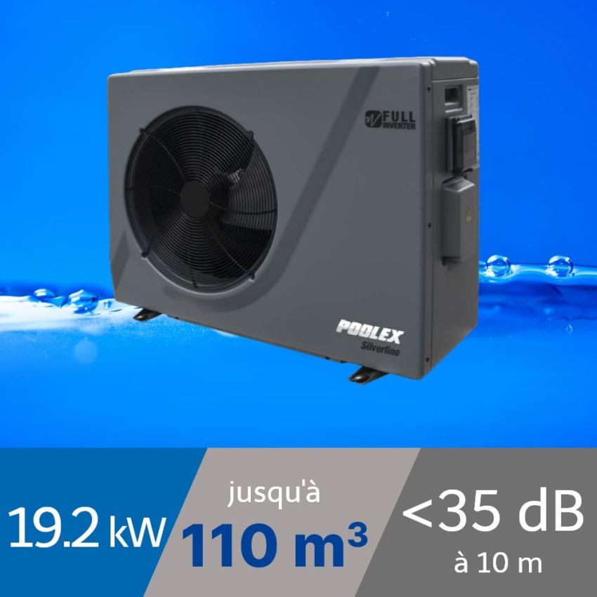 Pompe à chaleur Poolex Silverline 19.2 kW  pour piscine de 80 à 110 m3
