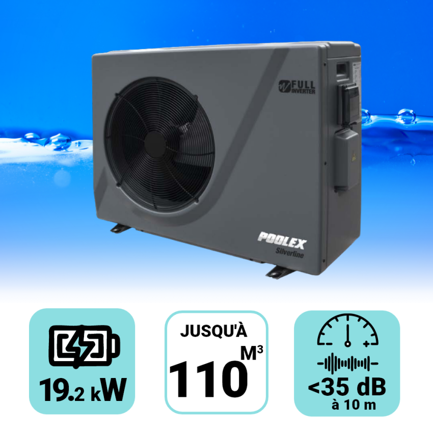 Pompe à chaleur Poolex Silverline 19.2 kW  pour piscine de 80 à 110 m3