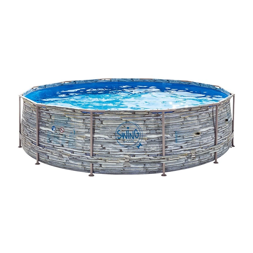 Piscine Tubulaire Ronde aspect Pierre ⌀488x122cm