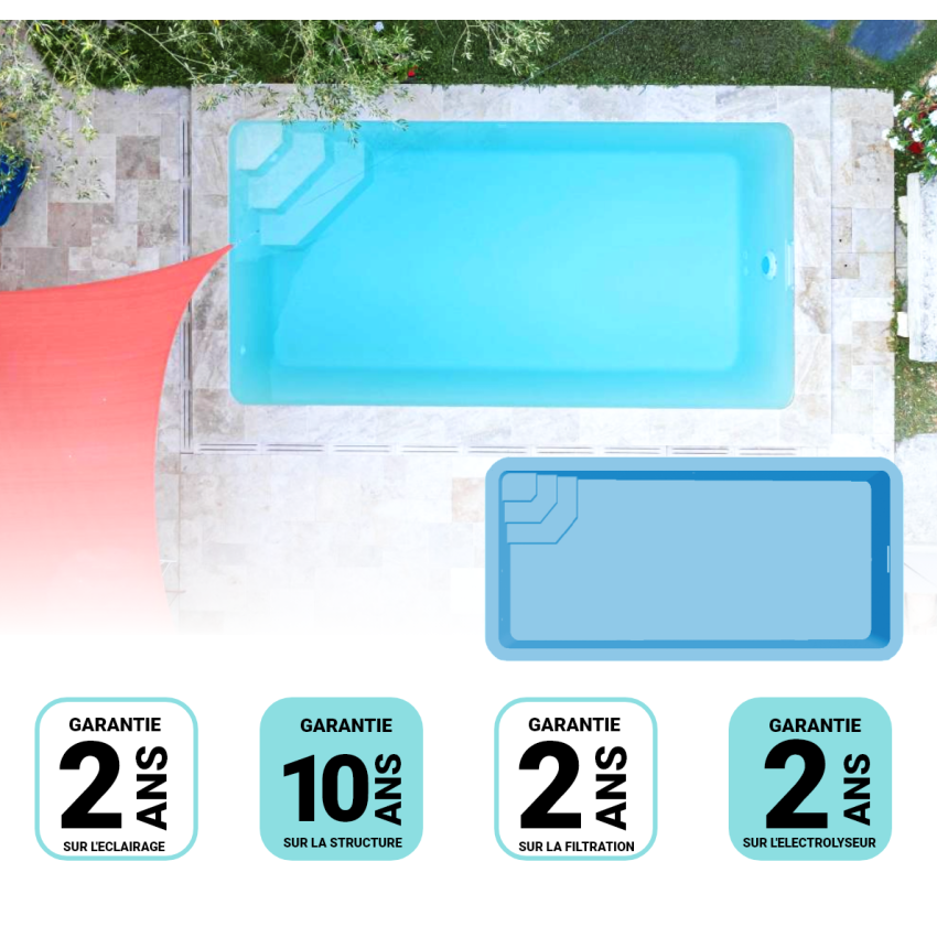 Piscine Coque 5.80 x 2.70 x 120/150 m ISLE 