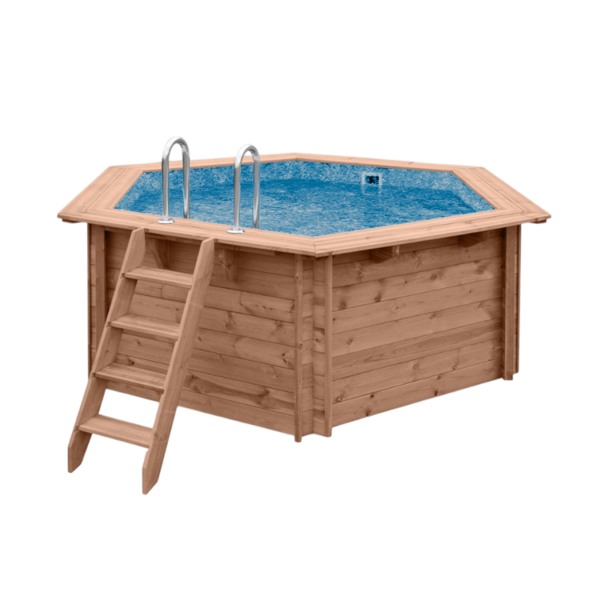 Piscine Bois PRESTIGE Diamant Ronde SPARK ⌀360x131cm Liner Relief 3D