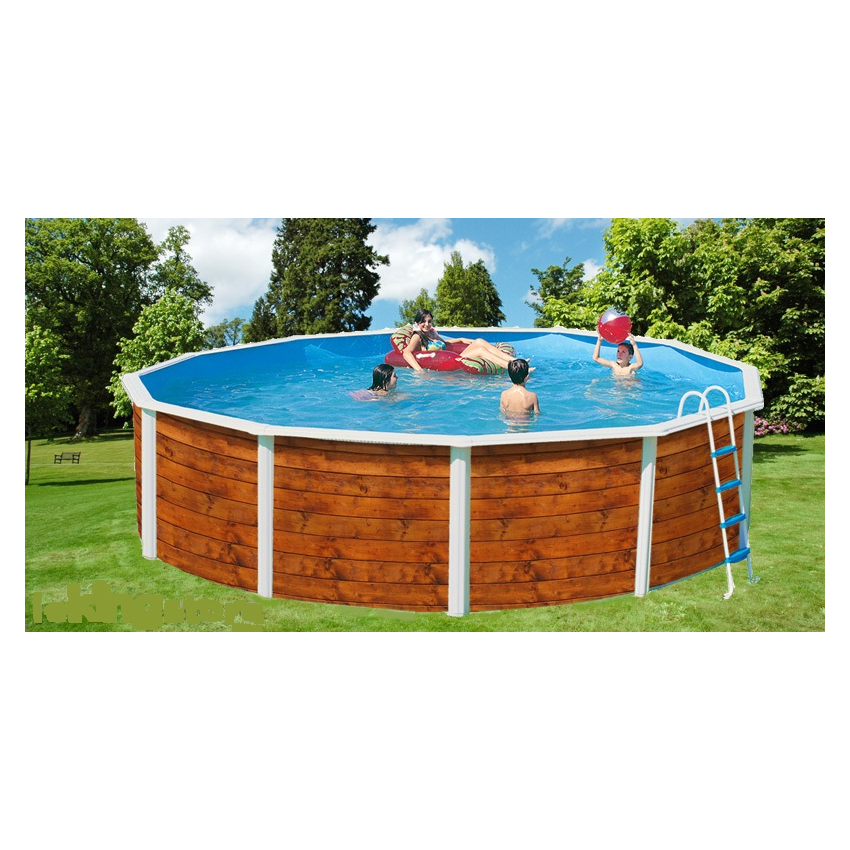Piscine Ronde ETNICA Acier Aspect Bois 550cm x  H 120cm