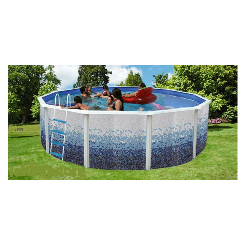 Piscine Ronde TRENCADIS Acier Décoration Mosaïque 640 x 120 cm