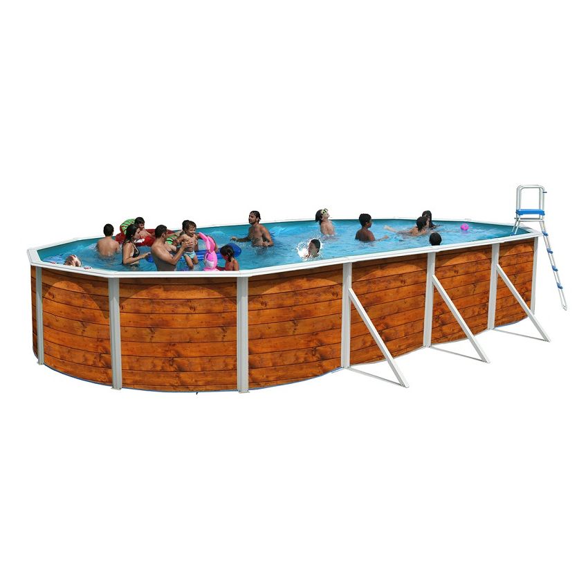 Piscine Allongée ETNICA Acier Aspect Bois 550cm x 366cm x H 120cm