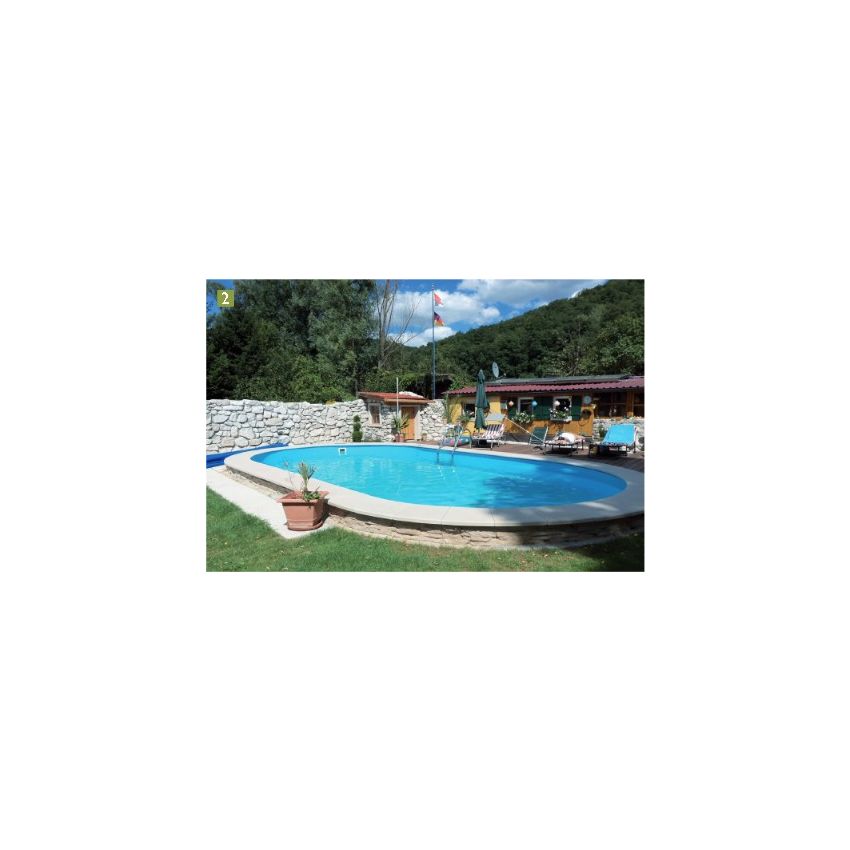 Piscine NOUMÉA L.5.25 x l.3.20 x H.1.20 Enterrée Acier Allongée 