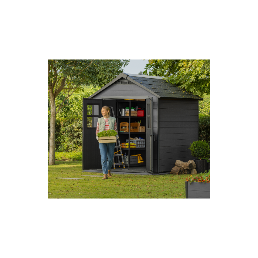 Abri de jardin en résine Woodium 757 - 5m² Gris anthracite 