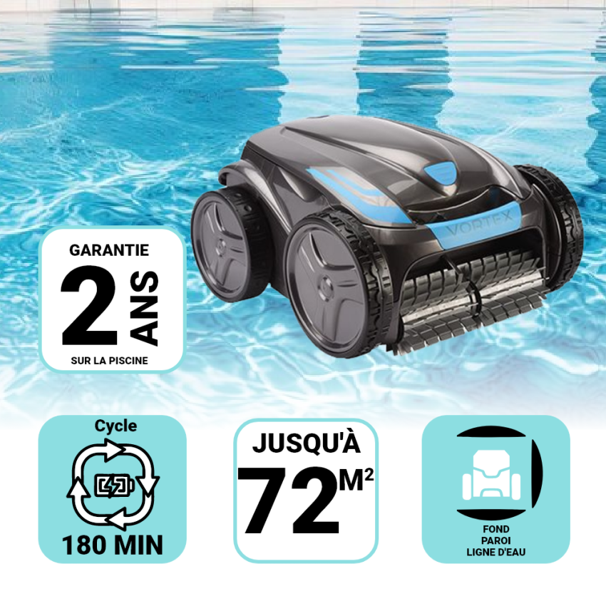 Robot piscine Fond Parois et Ligne d'eau ZODIAC VORTEX