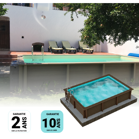 Kit Piscine Béton Aspect Bois Rectangulaire 606x324x130cm