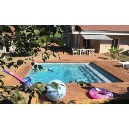 Piscine Bois Capri Carrée avec Escalier 420x420x130 cm