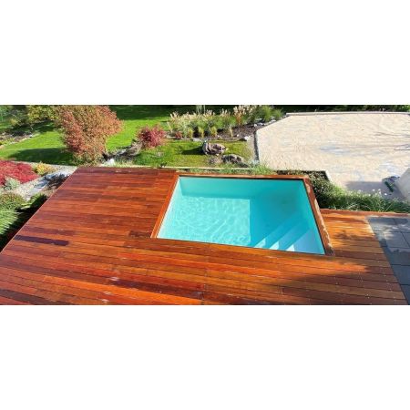 Piscine Bois Capri carrée avec Escalier D'angle 420x420x130 cm
