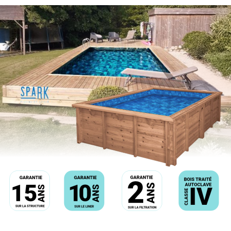 Piscine Bois Anna Carrée 520x520x130cm Pierre de Bali