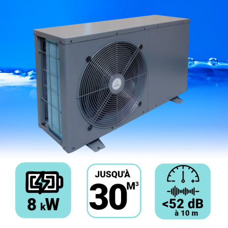 Pompe &agrave; chaleur Heatermax Inverter 8 kW pour piscine de 15-30m3