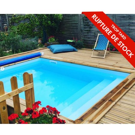 Piscine Bois Tropicana Carrée avec Escalier 320x320x145cm