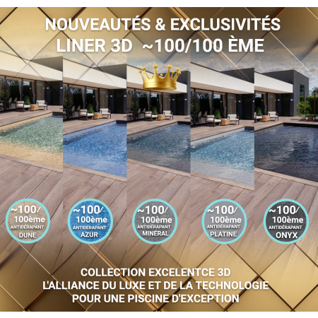Liner 3D pour piscine rectangulaire SPARK 920x420x145cm avec escaliers d'angle