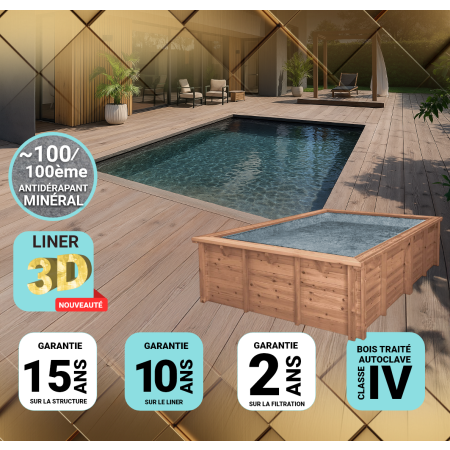 Piscine bois UBBINK AZURA 430x300x126cm Liner Relief 3D