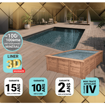 Piscine bois UBBINK AZURA 430x300x126cm Liner Relief 3D