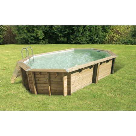 Piscine bois Allongée UBBINK OCEA 610x400x130cm Liner Sable