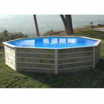 Piscine en bois octogonale ronde BOHOL en kit Ø460x H94 cm