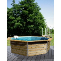 Piscine en bois octogonale LEYTE en kit Ø460x111 cm