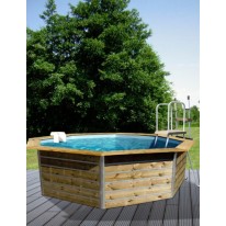 Piscine bois Octogonale LEYTE Ø460x111cm Liner Bleu