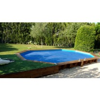 Piscine bois Allongée UBBINK AZURA 550x355x120cm Liner Bleu 