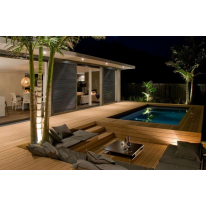 Kit Piscine Bois Rectangulaire avec escalier d'angle et banquette Luxe 420x320x145 cm