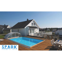 Kit Piscine Bois Hors Sol Rectangulaire Luxe avec Escalier d'Angle 4.70 X 2.70 X 145 cm