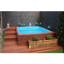 Piscine Bois carrée avec ECHELLE SPARK CAPRI  420X420x145 cm
