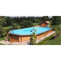 Piscine bois Allongée UBBINK AQUABELLE 750x400x130cm Liner Bleu