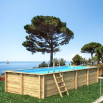 Piscine bois Rectangulaire ELLY 620x320x131cm  Liner Bleu