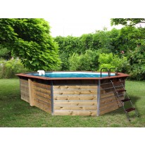 Piscine en bois octogonale allongée FUGUA - 590 x 420 x 129 cm