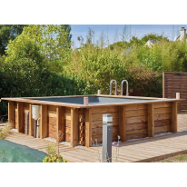 Piscine Bois Carrée avec Echelle 3,49 x 3,49 x 1,5 m MAEVA MINIS