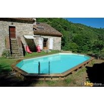 Piscine Bois Super Lucci Octogonale Allongée 800x457x130cm