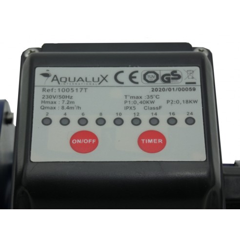Pompe de Filtration avec Timer AQUALUX 6-8m3/h pour piscine